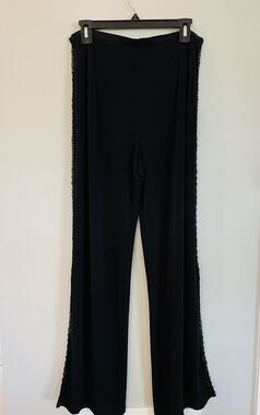 Selene Black High Rise Vintage Dress Pants Sequin Size 10 Zip Side Stripe